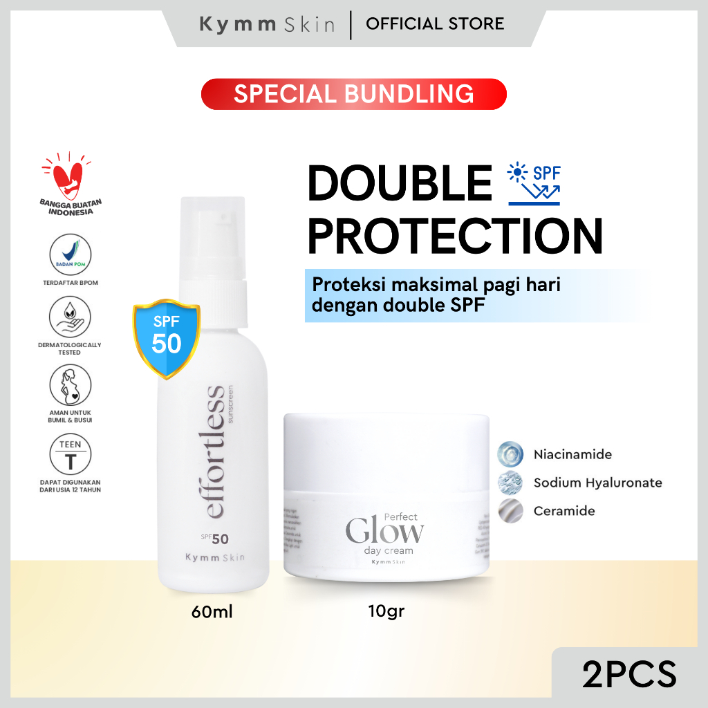 KYMM SKIN Effortless Sunscreen 60ML x Perfect Glow Day Cream 10GR [DC]