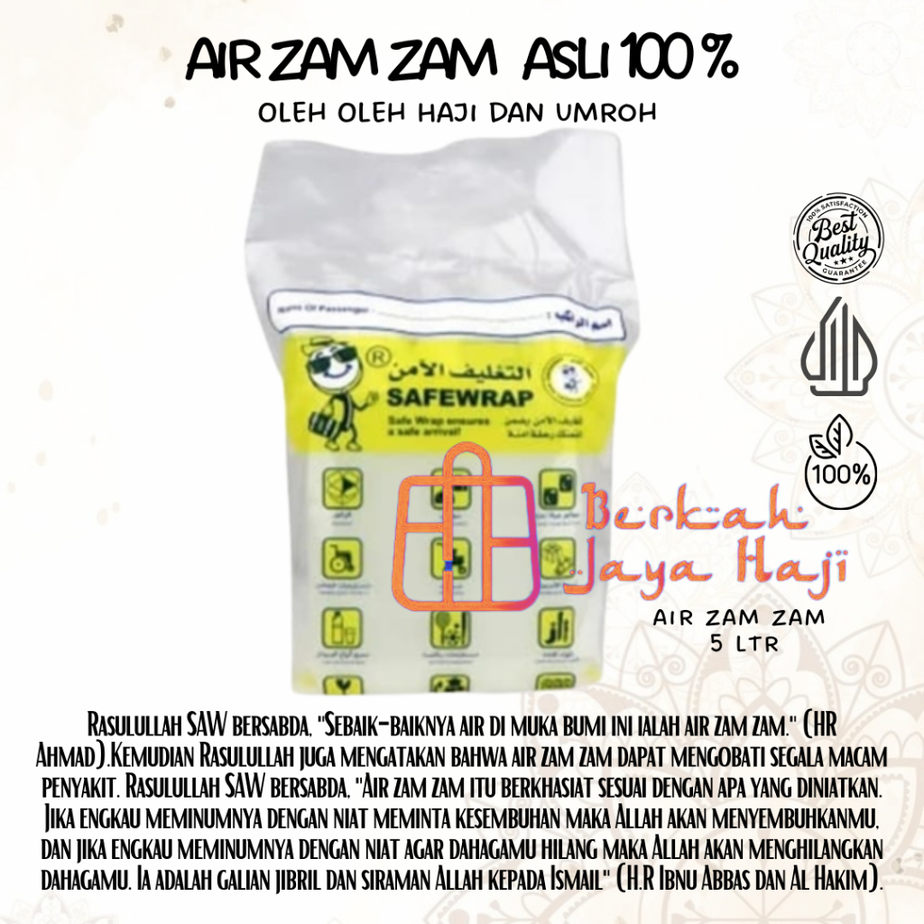 

Air Zamzam 5 Liter Air Zamzam Asli 100% Mekah Zam Zam Kemasan Jerigen / Oleh Oleh Haji dan Umroh