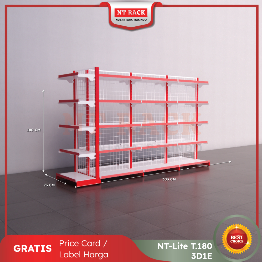 Rak Toko Minimarket Gondola Termurah Double 2 Sisi Tinggi 180 cm (3D1E)