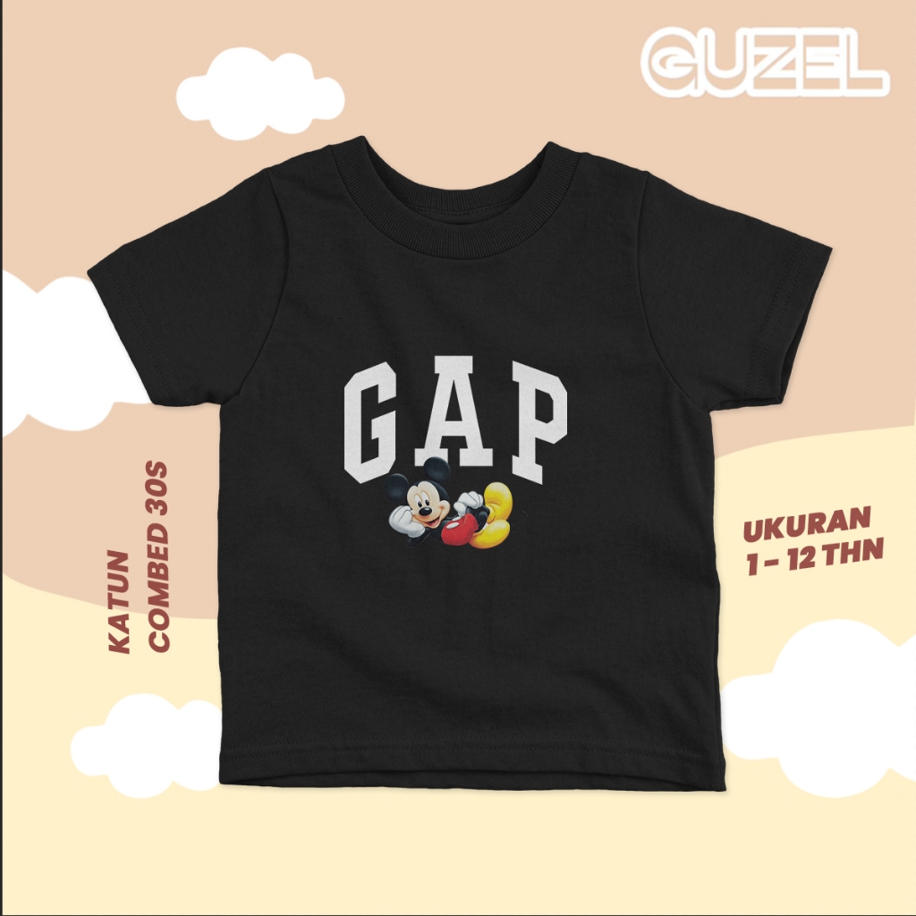 Guzel: Kaos Distro GAP Anak Laki Laki & Perempuan unisex  1-12 Tahun  Katun Combed 30s