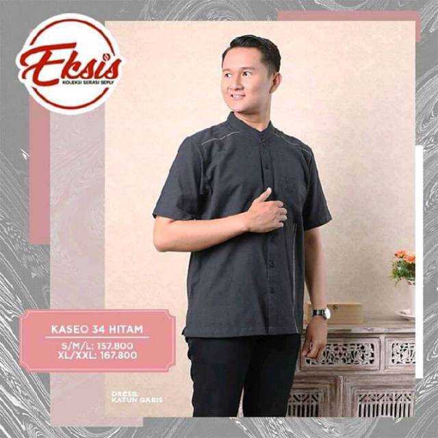 DISKON SEPLY BAJU ATASAN KOKO DEWASA PENDEK KASEO 34 HITAM