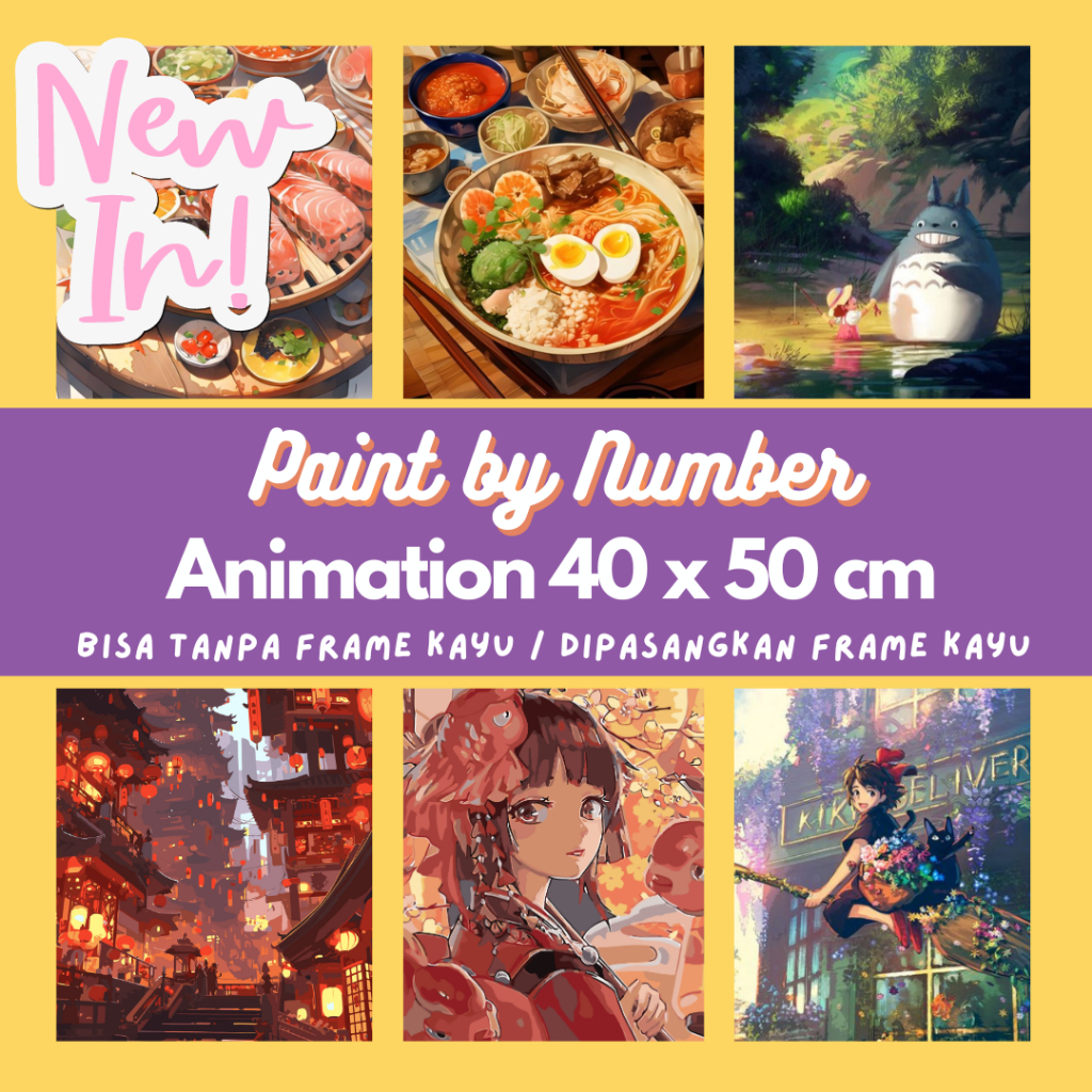 

Paint By Number 40x50cm ANIMATION (Canvas dengan/tanpa Frame) DIY Painting Gift Hadiah Unik Bandung