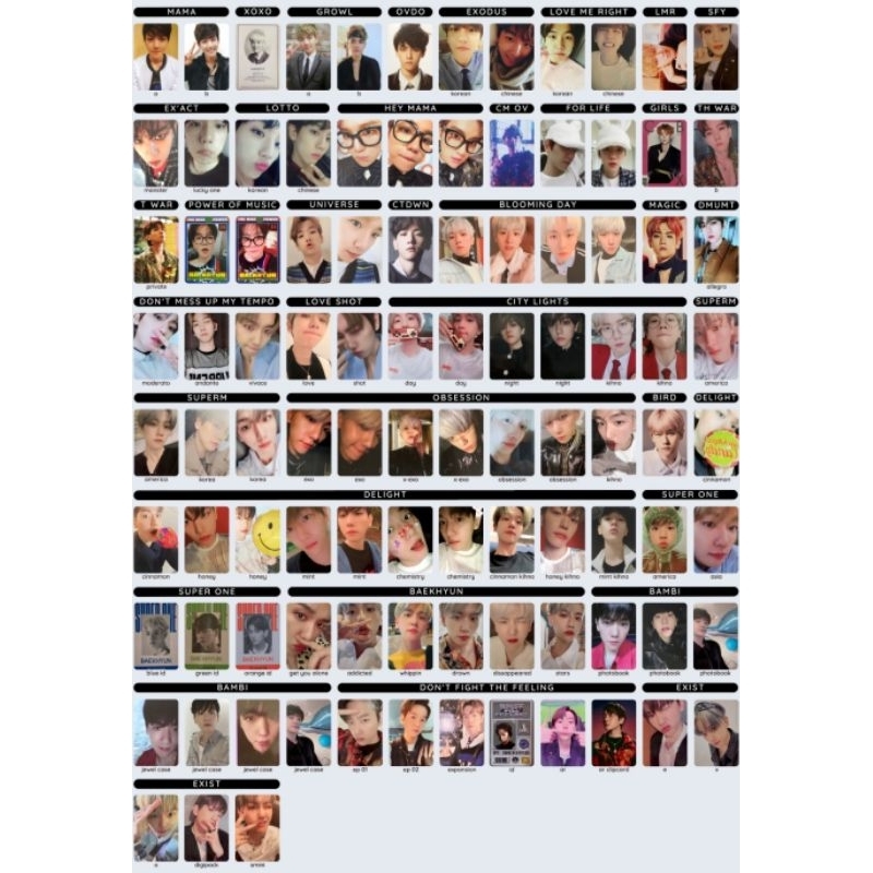 exo baekhyun photocard album kihno mama korean ver a b growl xoxo overdose love shot cream soda bamb