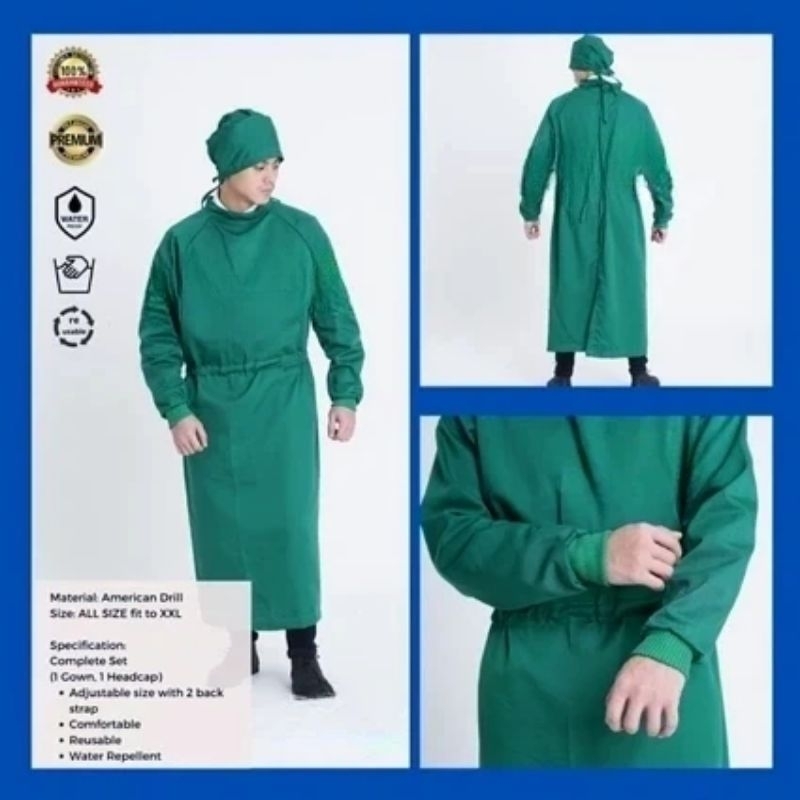 BAJU OPERASI SURGICAL GOWN OPERASI JUBAH OPERASI GRADE A RSIA