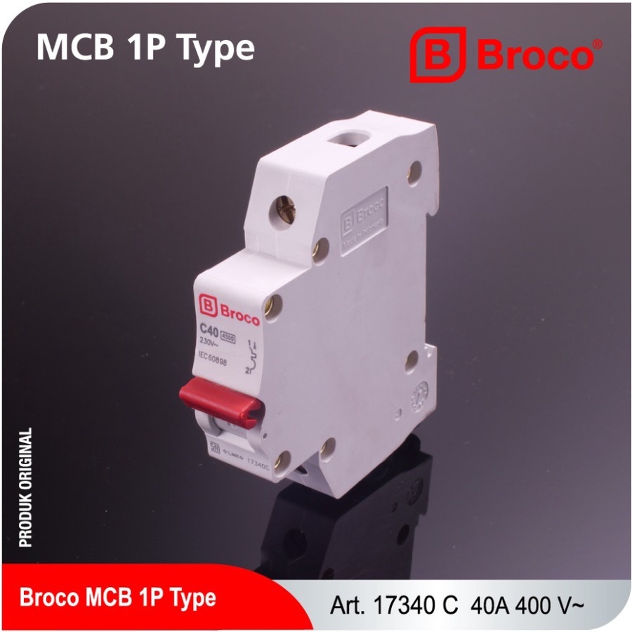 MCB BROCO 40A C40 40 AMPERE 1P 17340C MINI CIRCUIT BREAKER