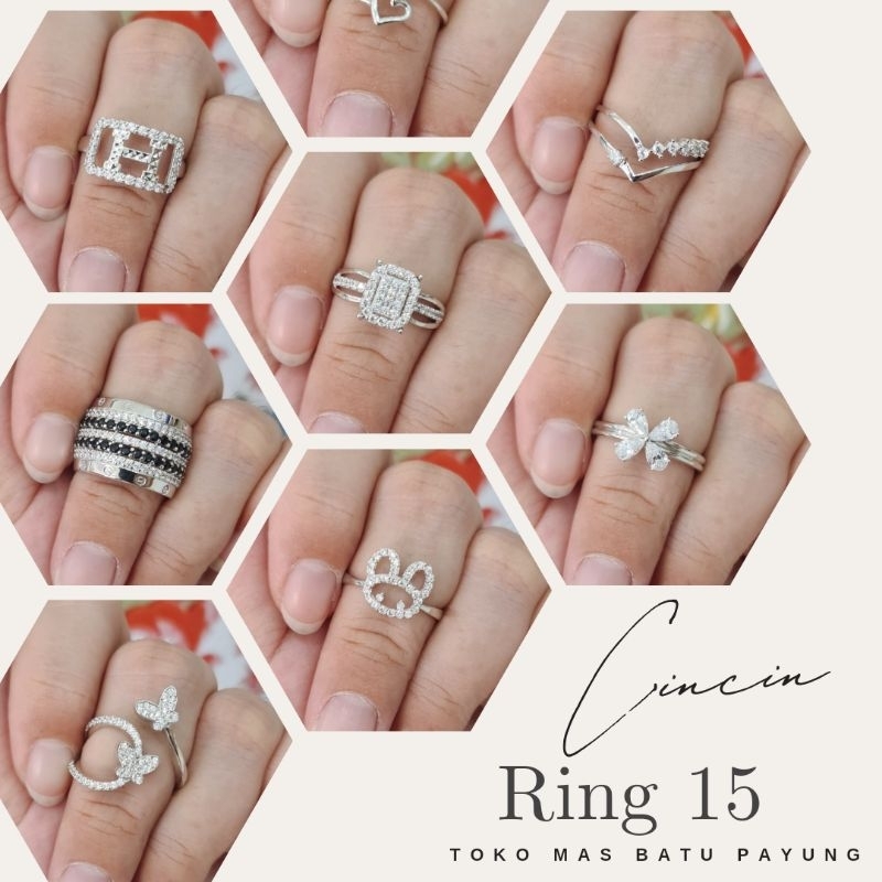 WAJIB TANYA STOK REALPIC CINCIN EMAS PUTIH ASLI KADAR 375-420 8K-9K RING 15 | AKSESORIS WANITA KOREA