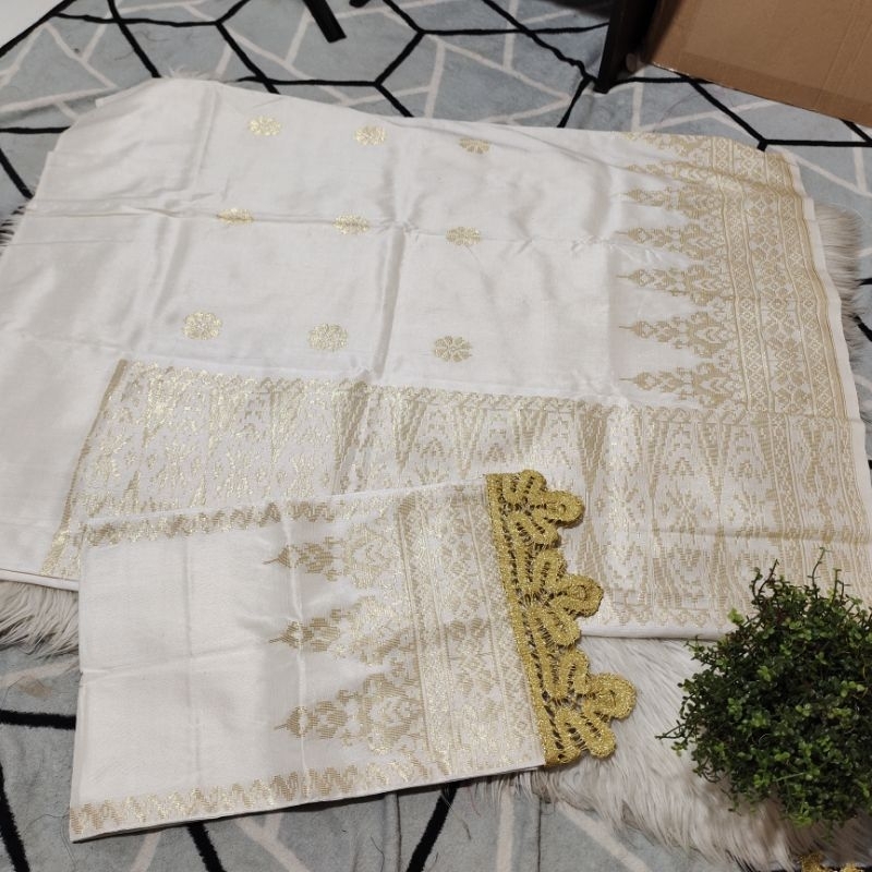 Songket silungkang warna bw gold putih tulang krem