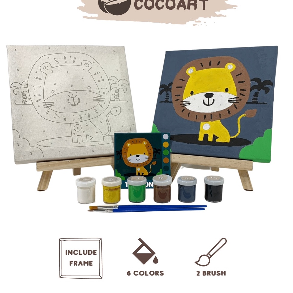 

KODE O65J Cocoartid Paint By Number Kit LION I Kanvas 2 x 2 cm