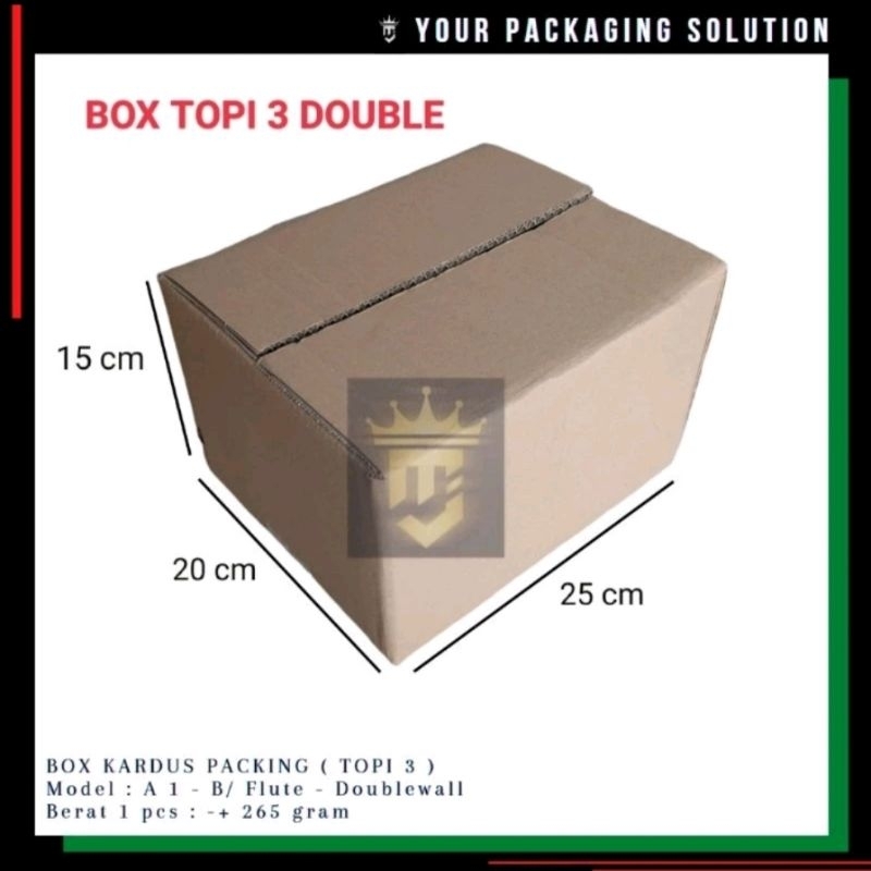 Box Topi 3 • 25x20x15cm • Kardus Doublewall