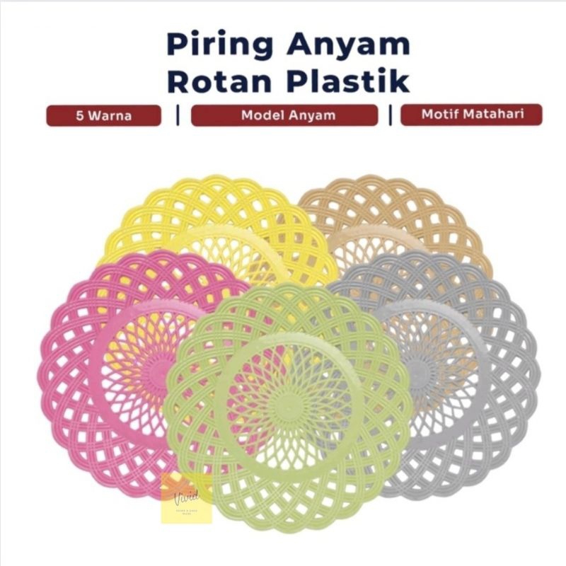 Piring Anyam Rotan Plastik Hijau - Piring Buah - Piring Hajatan - Piring Rumah Makan - Piring Plasti