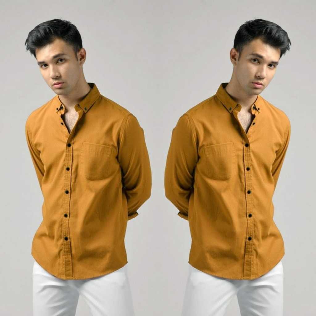 KEMEJA PRIA MUSTSRD KEMEJA PRIA LENGAN PANJANG MUSTARD