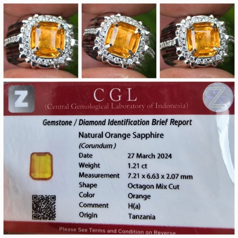 Natural Orange Sapphire Tanzania Memo 1.21 crt