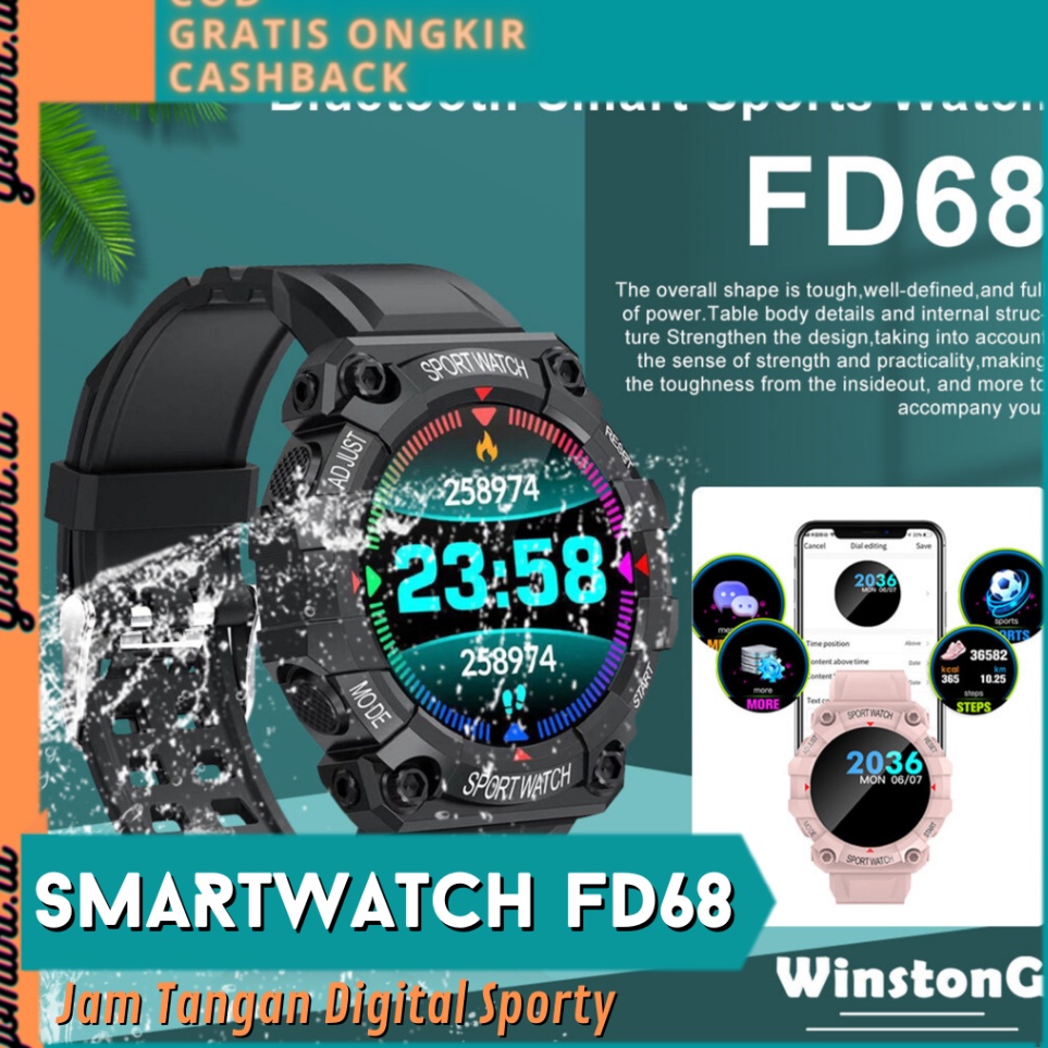 Baru Jam Tangan Digital FD68  Smartwatch FD68 Sport Bluetooth Waterproof