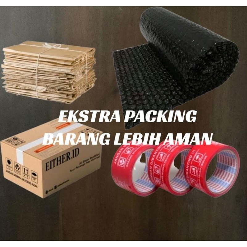 

packing tambahan kardus bekas dan bubble wrap hitam