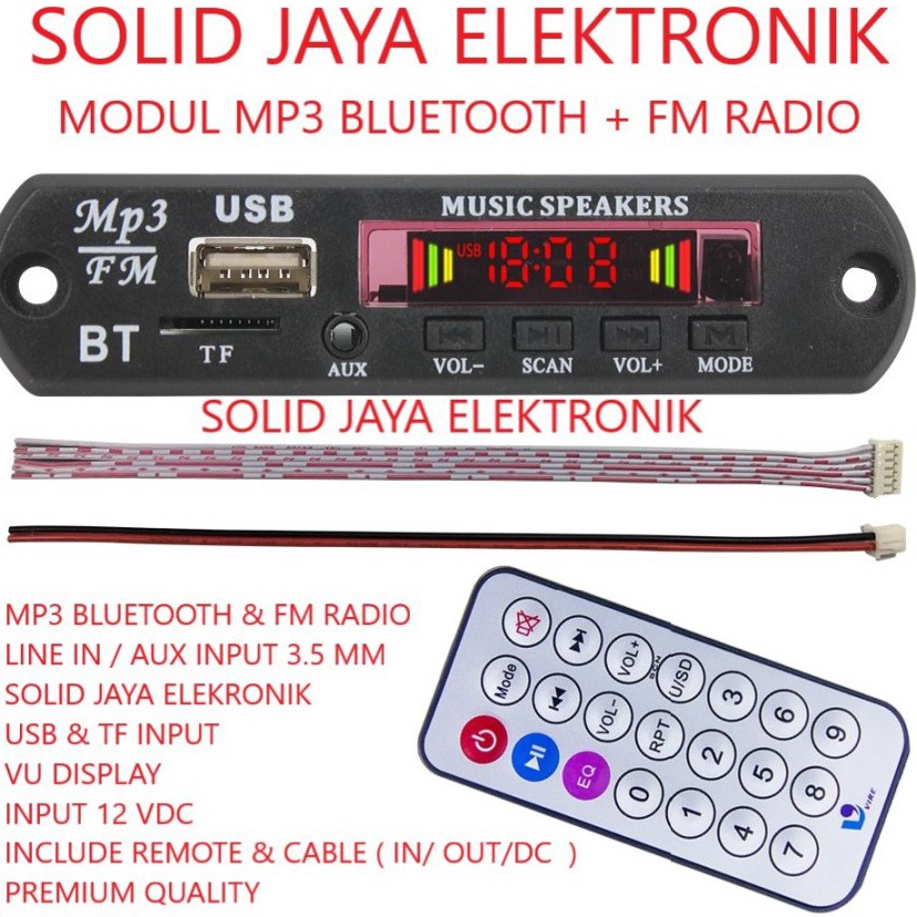 MODUL MP3 BLUETOOTH PLUS FM RADIO VIRE KIT MODUL MP3 BT KIT MP3 KIT PEMUTAR LAGU MP3 USB PLAYER BLUE