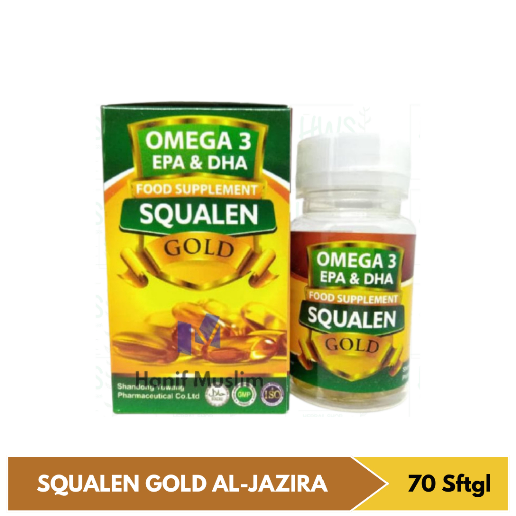 Fish Oil Squalen Omega 3 EPA & DHA Squalen GOLD Al Jazira Minyak Ikan Salmon Nutrisi Otak - 70 Softg