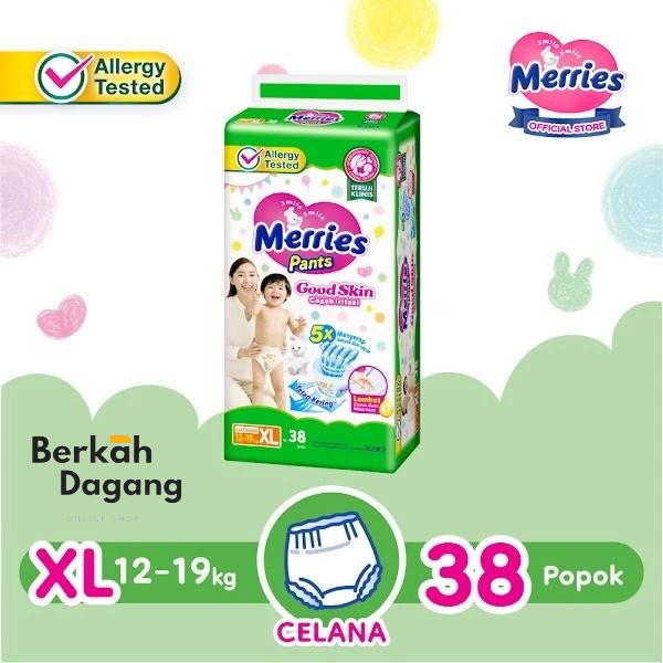 Merries Pants Good Skin Ukuran XL isi 38 Popok/ Popok Bayi Sekali Pakai Merries