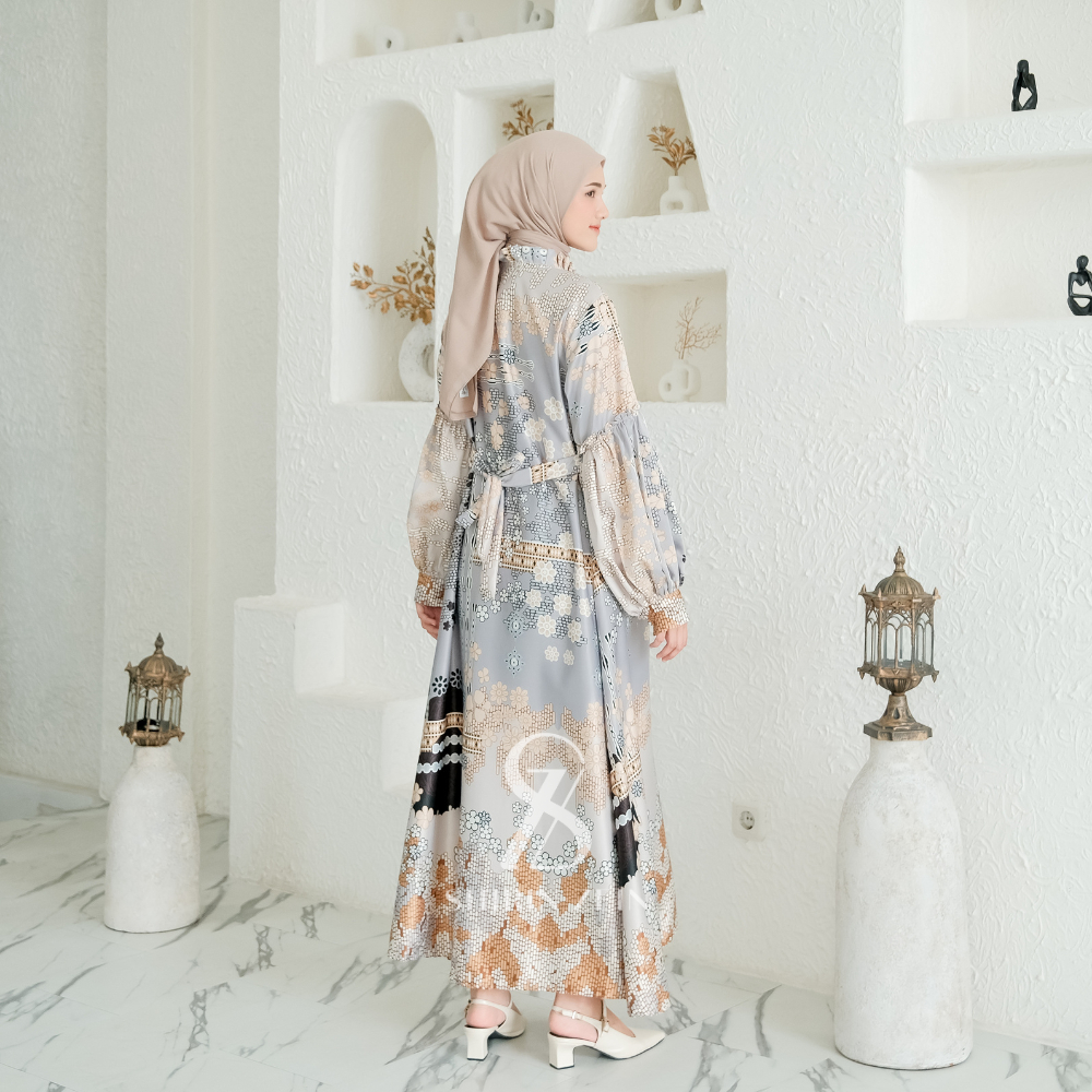 ShirinZein - Gamis Khansa Bahan Sliky Size S - 3XL Kondangan Pesta Simple Mewah Elegan Terbaru 2024-5