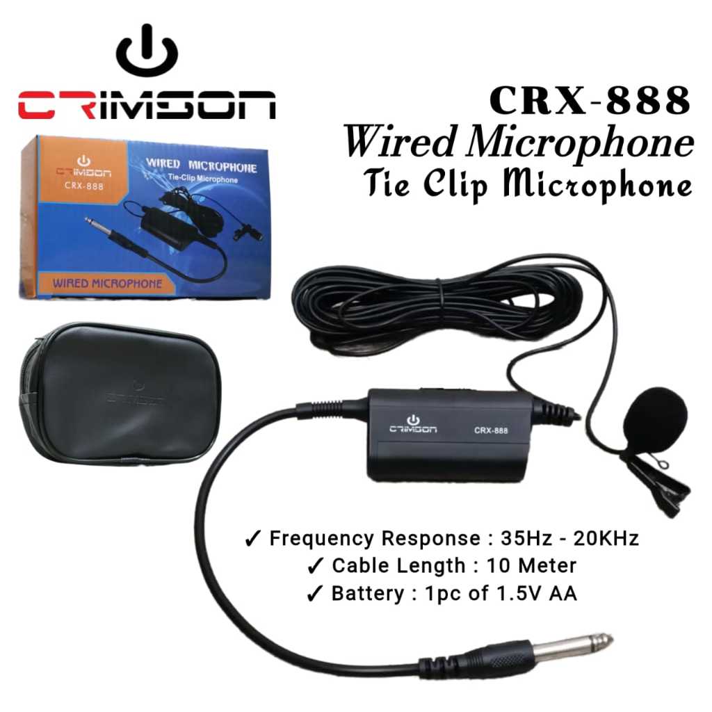 Mic Jepit Crimson CRX 888 Mic Clip On Kabel Crimson CRX888 CRX-888