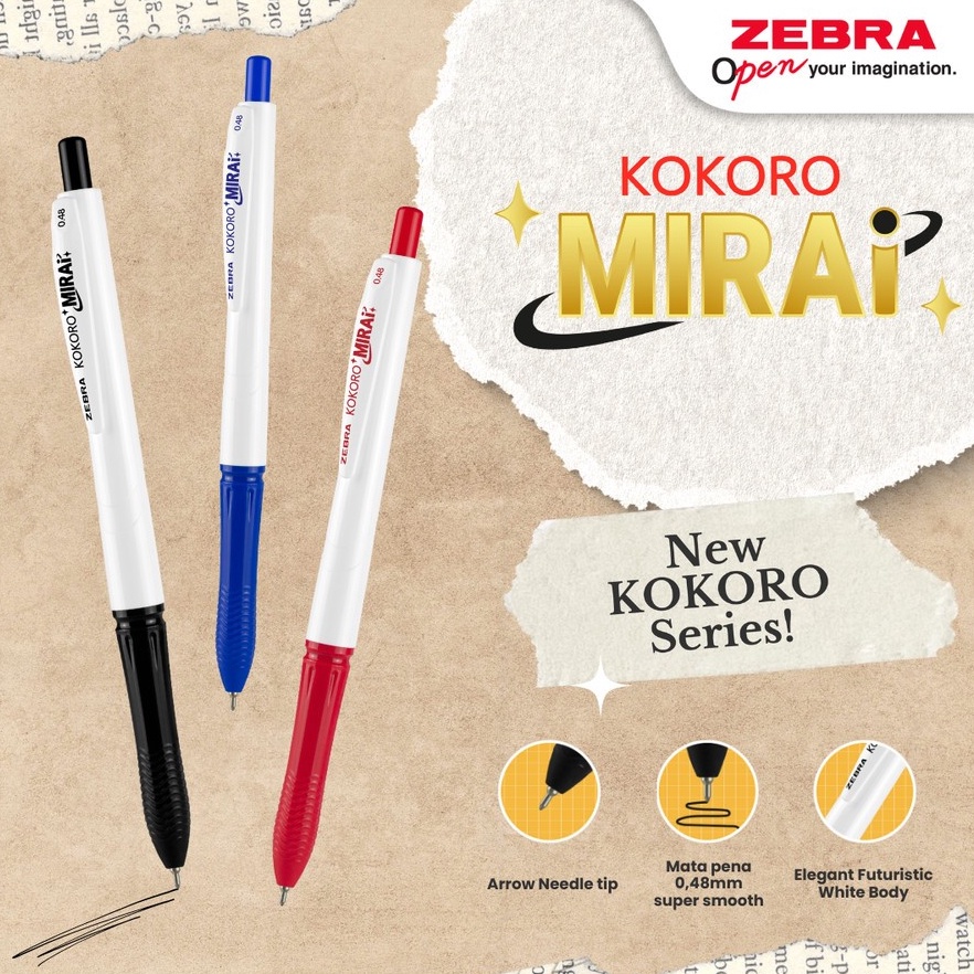 

KODE W7H Zebra Gel Pen Kokoro Mirai Retractable Pulpen Super Smooth 48mm SET 12 LUSIN
