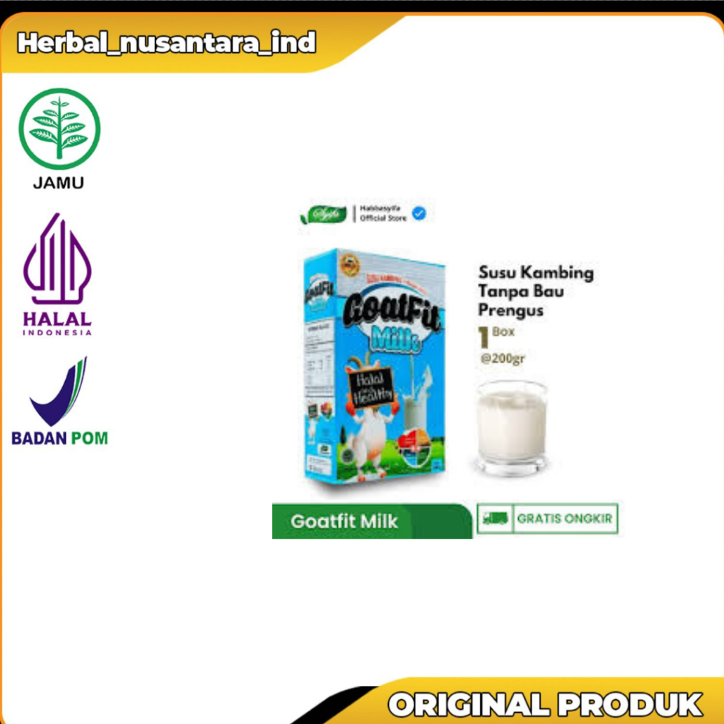 

SUSU KAMBING ETAWA PLUS ROYAL JELLY GOATFIT MILK 200GR / GOAT FIT | GOATFIT BUKAN SACHET| UNTUK KESEHATAN