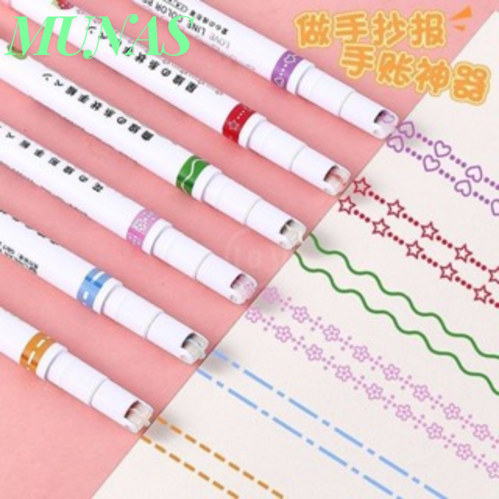 

MUNAS Spidol Garis Motif Lucu 1 Set 6 Pcs Spidol Garis Aesthetic Warna Warni pulpen roller pen Higlighter Random Spidol Garis Line Marker Alat Tulis Kantor