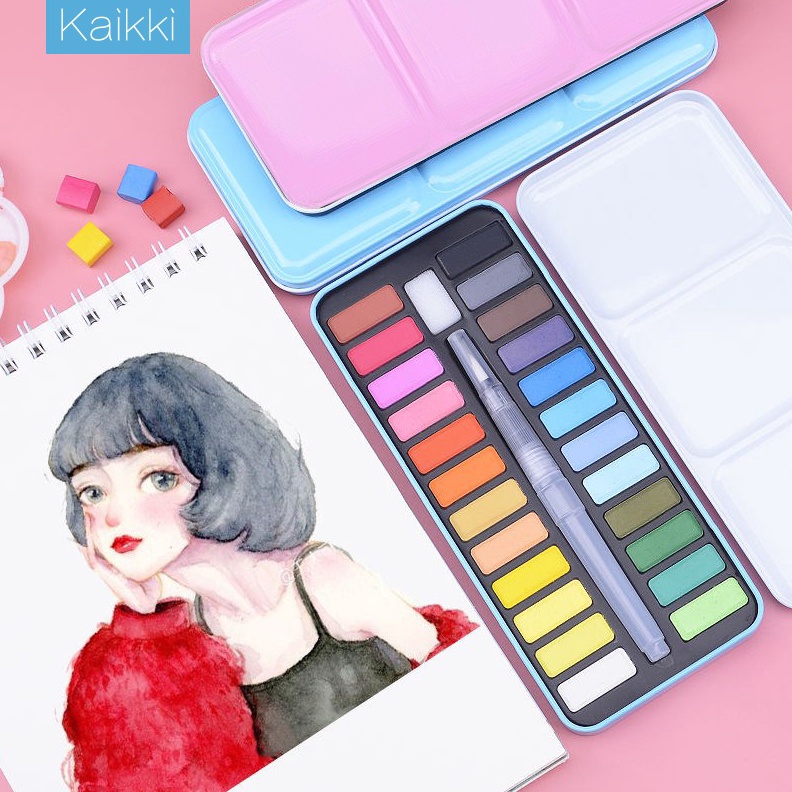 

KODE T96O Kaikki Cat Air Sponge Lukis 24 Warna Watercolor Set