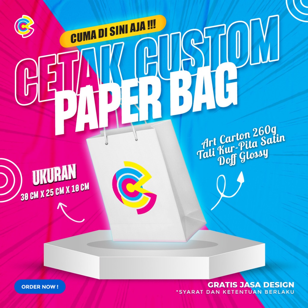 

Paper Bag custom murah ukuran 30x25x10