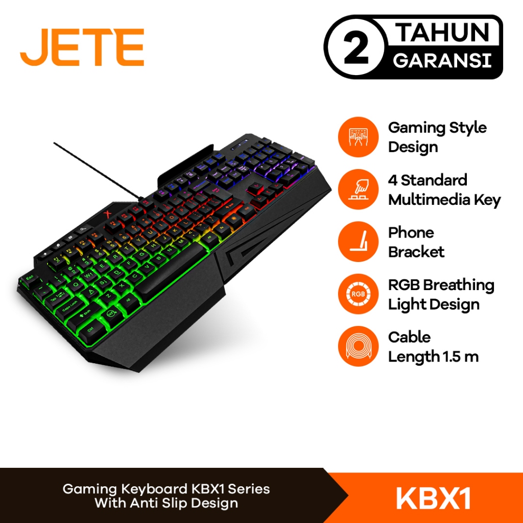 JETEX KBX1 Keyboard Gaming RGB USB Interface  JETE X KBX1  - Garansi 2 Tahun