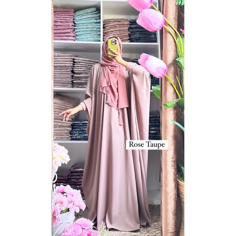 abaya madeena elee.id new warna rose taupe | preloved zoya | preloved deenay | DP dian pelangi scarf