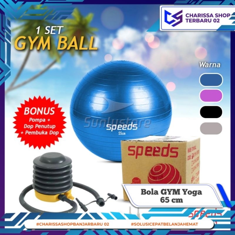 Bola Gymball Yoga 65 cm / Bola Yoga Alat Olahraga (Bonus Pompa) / Alat Olahraga Gymball