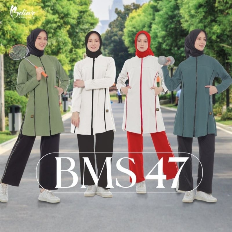 Setelan Baju Olahraga Senam Jumbo Wanita Muslimah Syari Seragam Olahraga Muslimah BMS 47