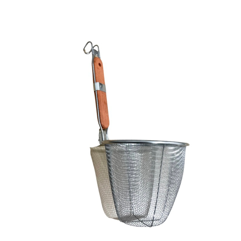 Serok Mie Kocok Gagang Kayu Orange - Saringan Mie Kocok