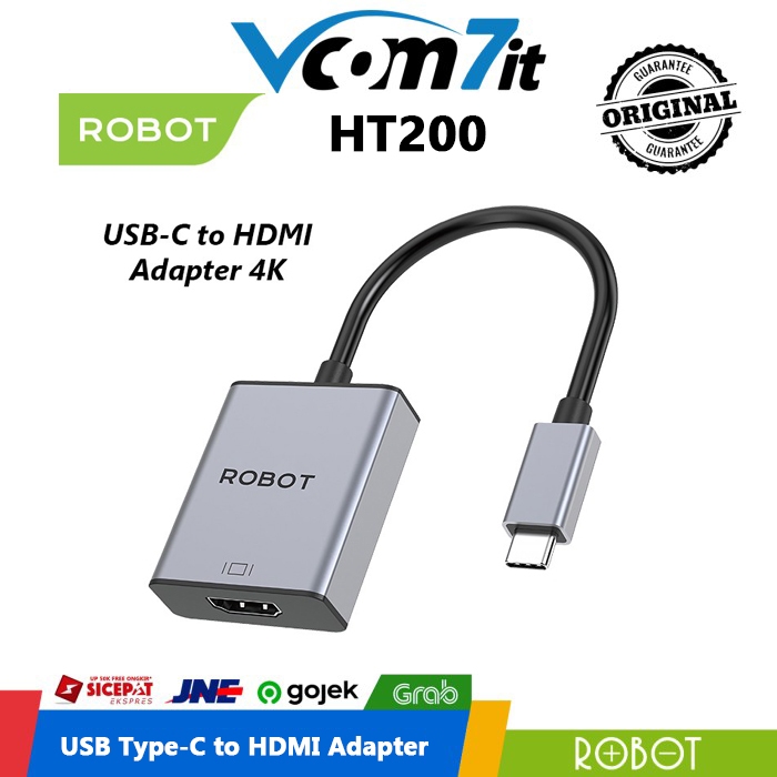 Robot HT200 HT300 Converter USB-C to HDMI / VGA Adapter 1080p Laptop Macbook ke TV Projector