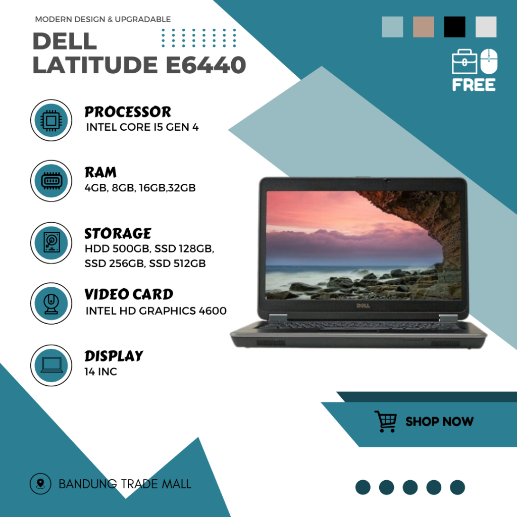 Laptop DELL LATITUDE E6440 Core i5 Ram 8Gb SSD 256Gb Mulus