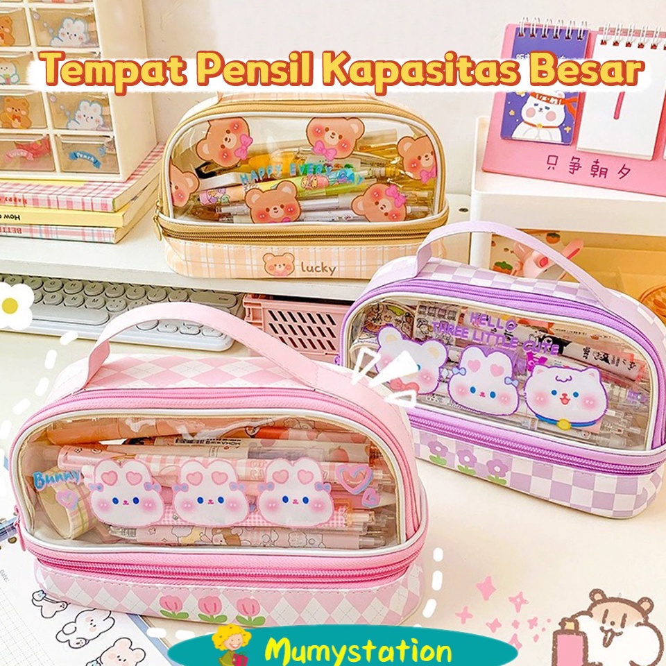 

KODE K48E Mumystation Tas Alat Tulis Transparan Berkapasitas Besar Tempat Pensil Murid Lucu Kotak Pensil Anak
