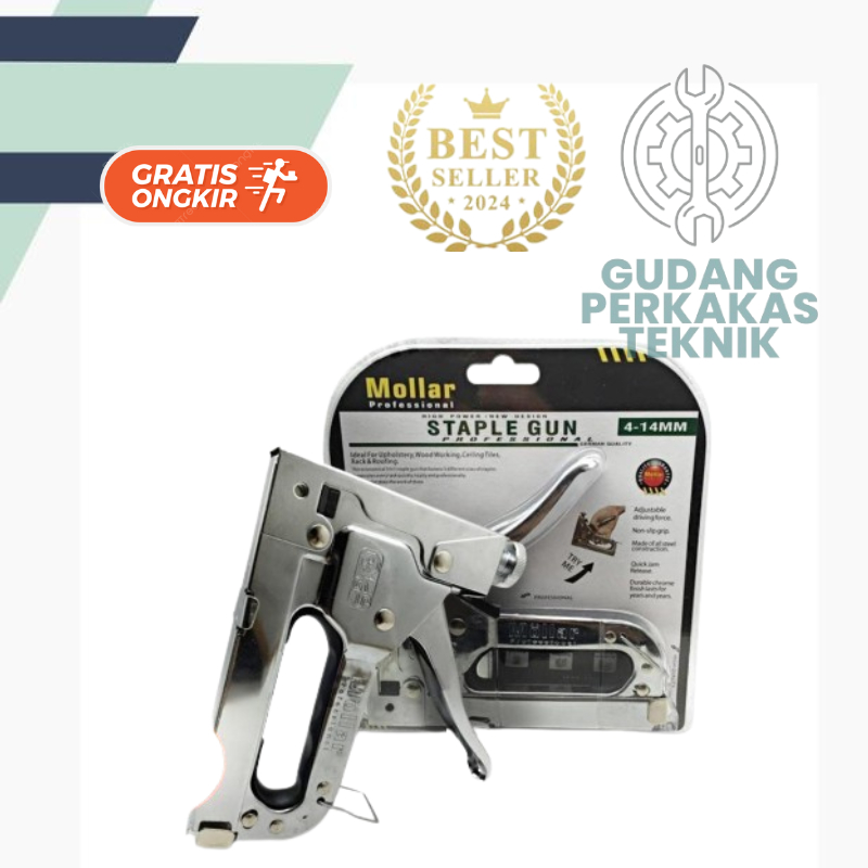 

Staple Gun Tembak Tacker Staples Stepler Hekter mollar 3in1 jok kulit kardus MOLLAR