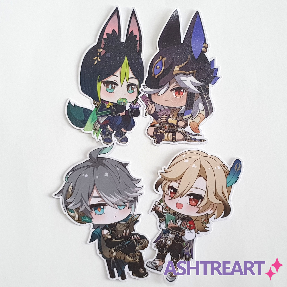 

[Ashtreart] Sumeru Boys Stickers | Alhaitham Kaveh Cyno Tighnari | UV Die cut Stiker | Genshin Impact Genshin GI