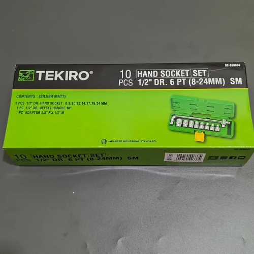 Kunci Shock Sok Set 10 Pcs Merek Tekiro 1/2DR 8-24mm 6pt Original Ready Kunci Shock Set Tekiro