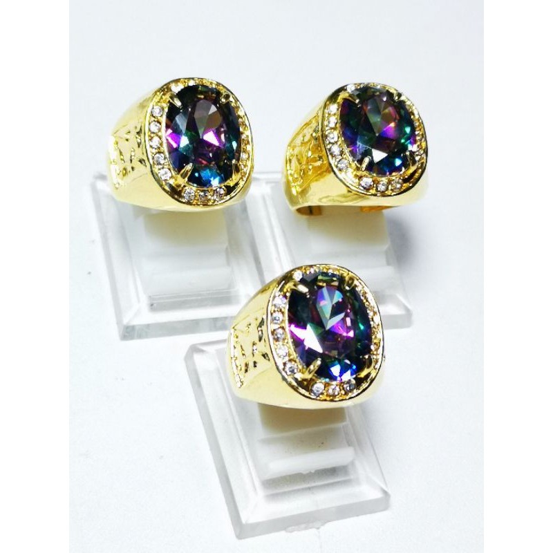 CINCIN BATU PERMATA RAINBOW MYSTIC QUARTZ