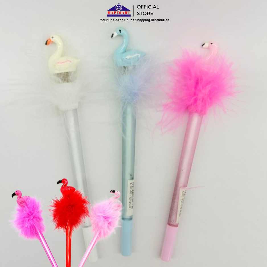 

Feather Flamingo Gel Pen Tinta Hitam/Pulpen Gel Lucu Karakter Flamingo Berbulu