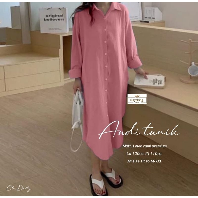 Audi Tunik Linen Rami Polos