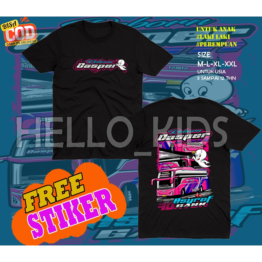 (BISA COD DAN FREE STIKER ) KAOS BAJU ANAK BUS MANIA CASPER NEW KAOS BAJU BIS CASPER