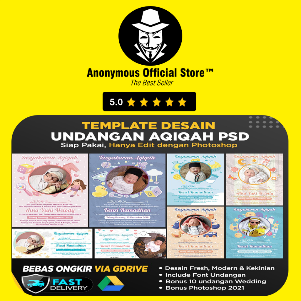 TEMPLATE DESAIN UNDANGAN TASYAKURAN SYUKURAN AQIQAH KEKINIAN FORMAT PHOTOSHOP PSD DESIGN