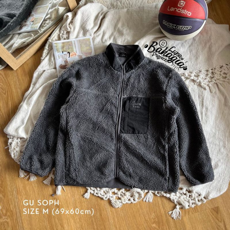 GU 1MW SOPH UNIQLO Abu Boa Fleece Sherpa Jaket size M Oversize | 100% Original