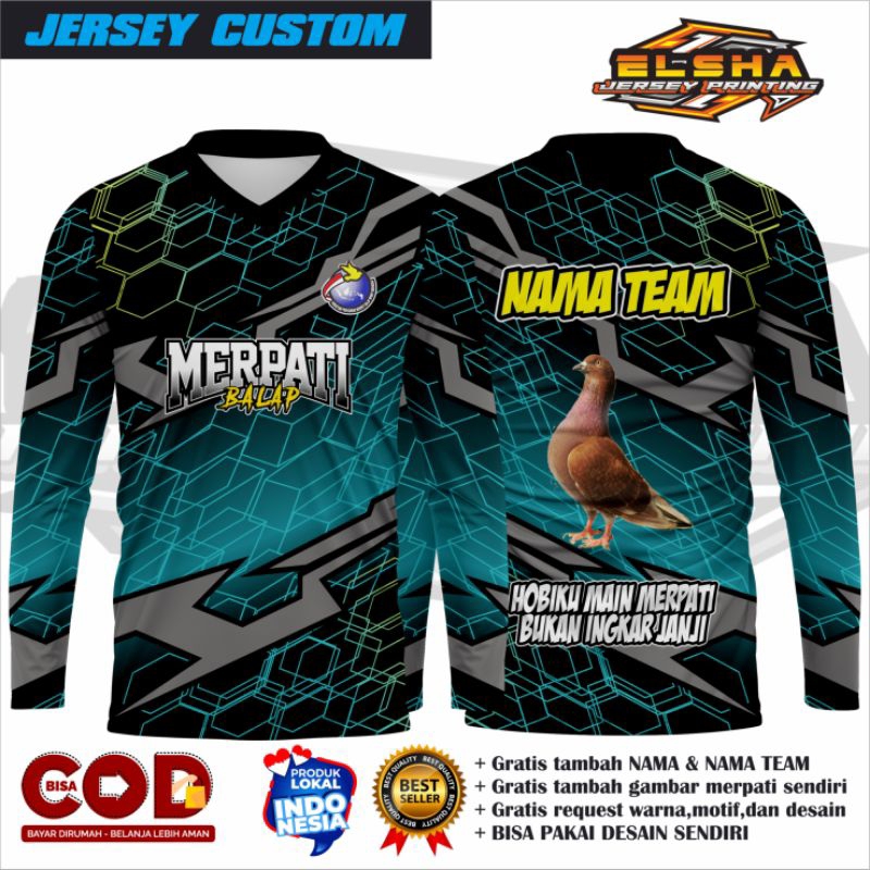 JERSEY MERPATI BALAP BEBAS REQUEST DESAIN/JERSEY MERPATI BALAP/JERSEY MERPATI FULL PRINTING DAN LENG