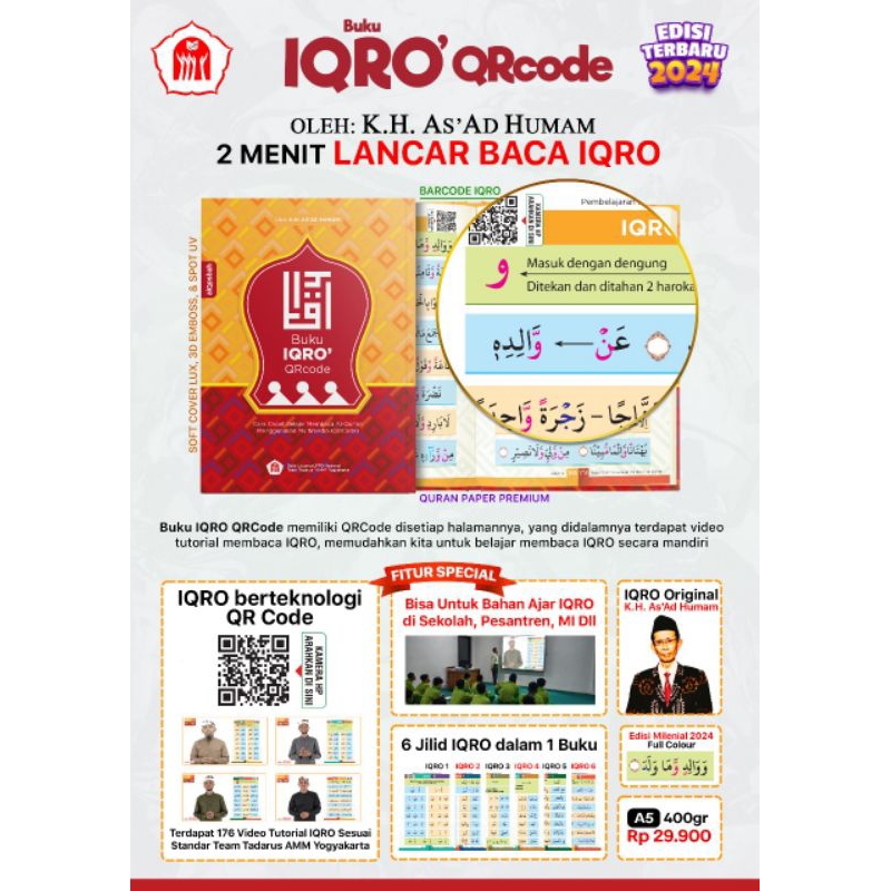 Buku Iqro Anak - Iqro Milenial QRCode Bewarna Dilengkapi Video Tutorial Lengkap