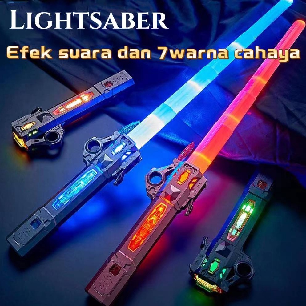 KODE X76Z Mainan Lightsaber Star Wars 2in1 Cool Pedang 7 Warna Lampu Laser Ditarik Dengan Konektor S