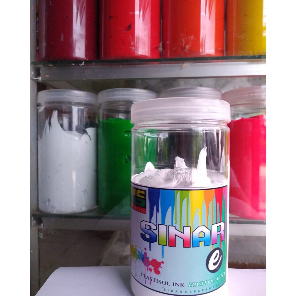 

KODE N4K tinta plastisol ekonomis warna putih SINAR HARAPAN SABLON kemasan 1kg