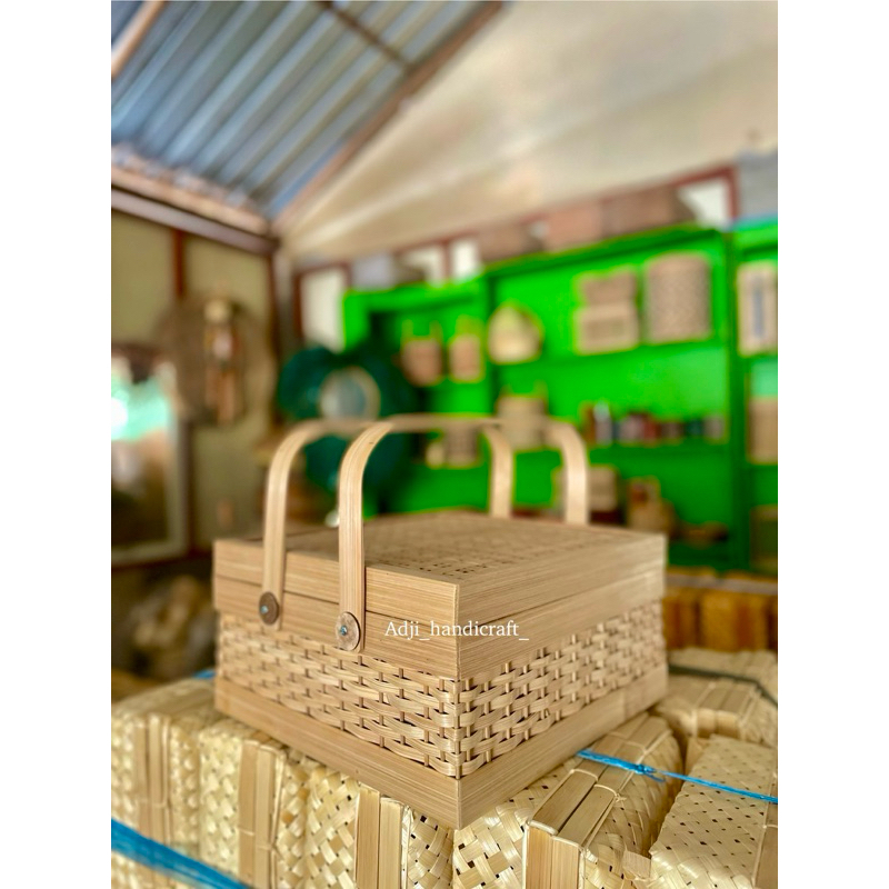 Rantang Bambu | Rantang Bambu Ruji | Rantang Bambu anyaman | Rantang Bambu Kotak 28x28 cm